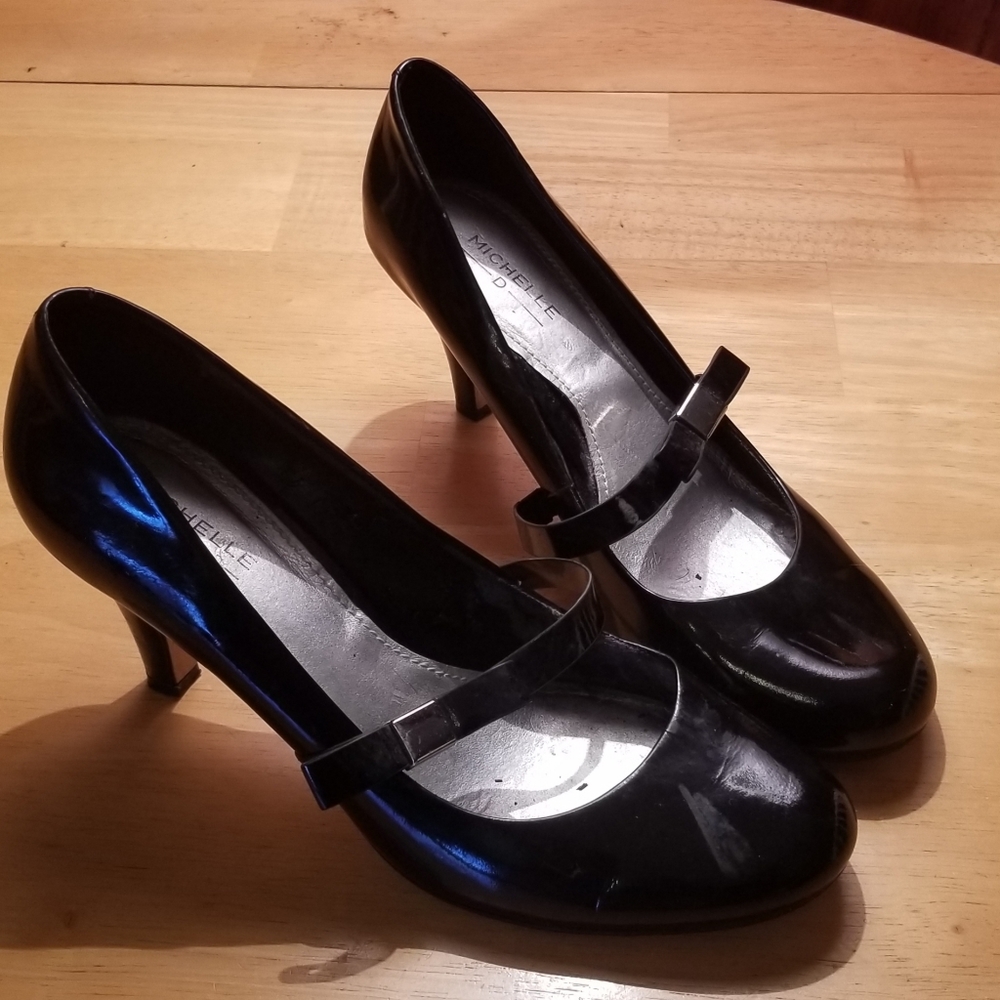Black patent leather heels 8.5